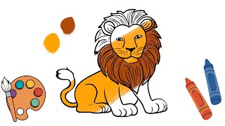 Easy Lion Drawing for Kids  StepbyStep Tutorial with Color and Create [upl. by Sherj743]