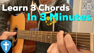 Learn First 3 Chords on Guitar in 3 Minutes  Beginner Lesson  Matt McCoy [upl. by Lakim]