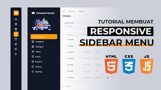 Tutorial Membuat Responsive Sidebar MENU dengan HTML CSS JAVASCRIPT  Academy Coder Practice [upl. by Zebedee]