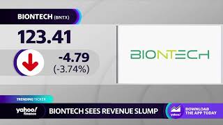 BioNTech stock slumps on worsethanexpected drop in revenue [upl. by Llirrehs]