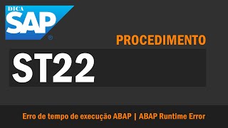 ST22  Erro de tempo de execução ABAP  ST22  ABAP Runtime Error [upl. by Yllod]