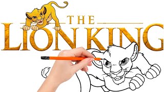 How to draw Simba the future king of Pride Rock  The Lion King [upl. by Arrak]