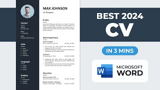 How to Make CV in Microsoft Word  Best CV Format 2024  Quick Resume [upl. by Akamahs]