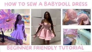 How to make a custom corset with circle skirt  Babydoll dress tutorial DIY [upl. by Mafala]