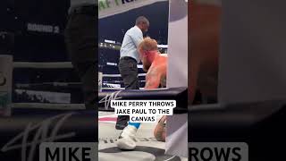 MIKE PERRY THROWS JAKE PAUL TO THE CANVAS JakePaul MikePerry Shorts [upl. by Ddal]