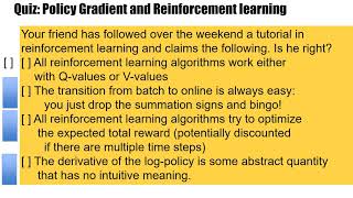 RL44  Quiz  Policy Gradient Methods [upl. by Hamel]