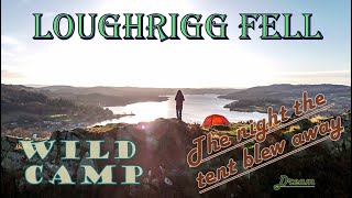 Loughrigg Fell Wild camp The night the tent almost blew away  4K Drone Lake district [upl. by Akemal]