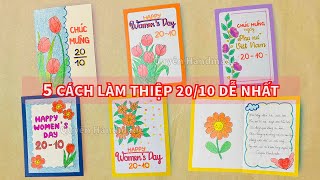 5 Cách làm thiệp 20 tháng 10 đơn giản dễ nhất  Làm thiệp 2010 đơn giản  Cách làm bưu thiệp 50 [upl. by Chyou]