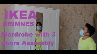 IKEA BRIMNES Wardrobe with 3 doors Assembly [upl. by Yedarb61]