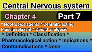 Nootropics agents  Centrally acting muscle relaxant  Opioid analgesic in hindi [upl. by Midas]