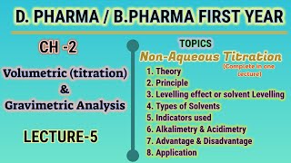 Non aqueous titrationvolumetric analysisch2L5DPharmaBPharma first year [upl. by Vary]