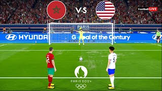 MOROCCO vs USA  Penalty Shootout  Olympic Games PARIS 2024 Quarter Final  PES Gameplay [upl. by Eesdnyl]