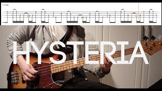 Muse  Hysteria  Bass Cover With TABS [upl. by Anertac]