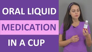 Oral Liquid Medication Administration Pouring Medicine in a Cup Nursing Clinical Skills [upl. by Elleinnod463]