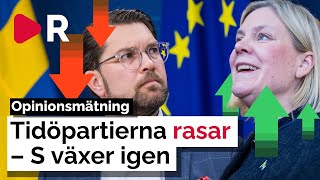 Skräcksiffrorna för Tidöpartierna – Socialdemokraterna växer [upl. by Ajin553]