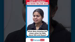 What does Amartya Sen mean when he talks about Niti and Nyaya  IAS Topper Dipti Monali shorts [upl. by Mcclees]