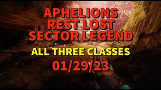 Destiny 2 Aphelions Rest Lost Sector Legend Titan  01292023 [upl. by Nnaarual694]