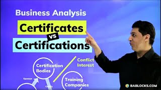 Business Analysis Certificates vs Certifications IIBA PMI BCS IREB [upl. by Nahta760]