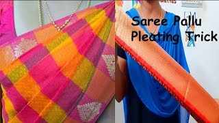 Saree Pallu Pleating Trick  Saree Pleating tricks in tamil [upl. by Bellina]