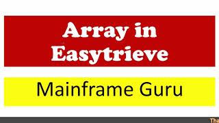 Easytrieve Tutorial 2  Array in Easytrieve with Examples  Subscript and Indexed in Mainframe [upl. by Lathrope]