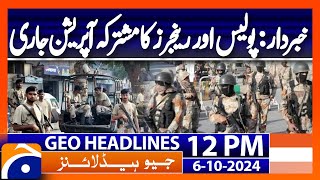 Geo News Headlines 12 PM  6th October 2024 [upl. by Aneed]