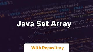 java set array [upl. by Flavio]