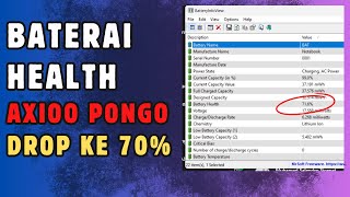 Cara mengatasi baterai health Axioo Pongo 725 turun jadi 70 [upl. by Adrahc]