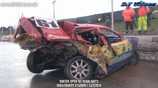 2014 Winter Open  Banger Racing Highlights  Smeatharpe Stadium [upl. by Nezam]