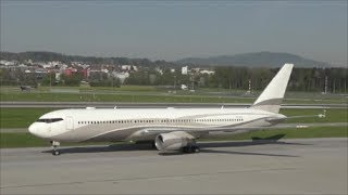 Roman Abramovichs Boeing 767 at ZRH with live ATC [upl. by Strep]