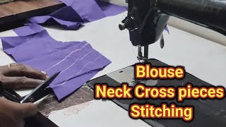 Blouse Neck Cross Piece Stitching blousestitching stitching blousedesignstitching [upl. by Janetta]