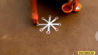 Simple rangoli design ✨️ Puratasi madha kolam iniyacreativearts [upl. by Dorren383]