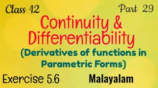 Exercise 56Continuity and DifferentiabilityMathsMalayalam [upl. by Eeleak87]