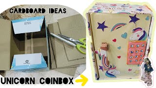 CARDBOARD ideas 💡 Shoe Box to UNICORN 🦄 Coinbox  कार्डबोर्ड से कॉइनबॉक्स👍 [upl. by Ardnaid]