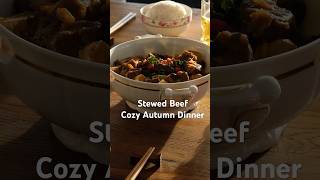 Cozy autumn dinner  Stewed Beef with rice  Slow living cozyfallvlog aestheticvlog [upl. by Retxed883]