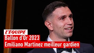 Ballon dOr 2023  Emiliano Martinez Aston Villa remporte le Trophée Yachine du meilleur gardien [upl. by Adnalor958]