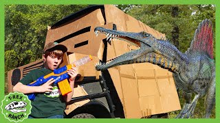 Where are the Dinos Hiding And HUGE Box Fort  TRex Ranch Dinosaur Videos for Kids [upl. by Ylrebme40]