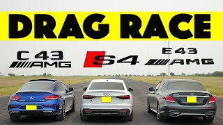 German Fight Audi S4 faces Mercedes C43 and Mercedes E43 AMG Drag and Roll Race [upl. by Leoine]