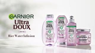 New Garnier Ultra Doux Rice water 3 days of Smoothness and Shine Shop now [upl. by Eeslehc536]