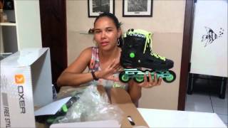 Unboxing Patins Oxer Freestyle  In Line  Freestyle  Slalom  ABEC 9  Base de Alumínio [upl. by Virginie]