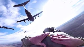 Paratroopers Jump From C17 Globemaster III Planes [upl. by Aicertal]