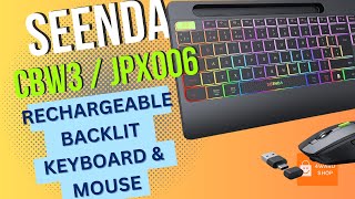 Seenda 24G Wireless Keyboard and Mouse Combo  Rechargeable RGB Backlit Keyboard Seenda CBW3 JPX006 [upl. by Jew]