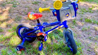 4 Year Old’s First PAW PATROL Bike [upl. by Amhsirak]