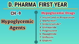 Hypoglycemic AgentsPharmaceutical chemistryCH9DPharmFirst year [upl. by Tnarb79]