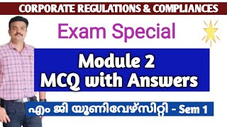 Module 2Corporate Regulations amp CompliancesMultiple Choice Questions with AnswersMG University [upl. by Alyahs867]