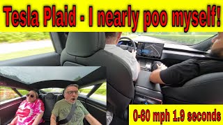 Tesla Model S Plaid test drive  0  60 mph 19 seconds  1020 bhp [upl. by Ledua638]