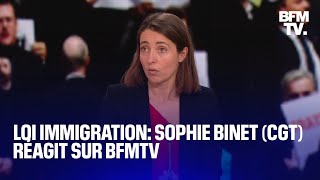 Loi immigration linterview de Sophie Binet CGT sur BFMTV [upl. by Aalst]