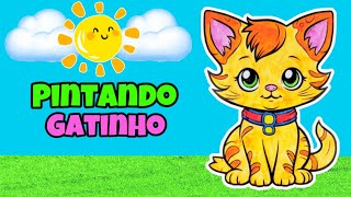 Gato Laranja fofinho desenho animado infantil pintando brincadeiras jogos pra crianças kids gatinhos [upl. by Yeclehc]