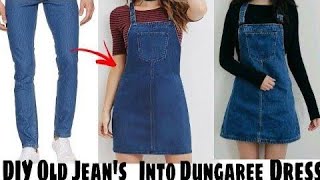 Men’s Jeans Convert Into One Piece Dress  Old Jeans Into One Piece Dress ​⁠Ritashaqueen1119 [upl. by Relyhs705]