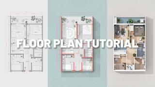 How to create a floor plan in 3 different styles [upl. by Attolrahc293]