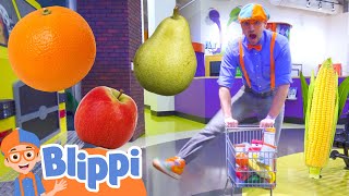 Blippi Learns Fruits Vegetables and More at the Childrens Museum  Educational Videos for Kids [upl. by Ellemrac]